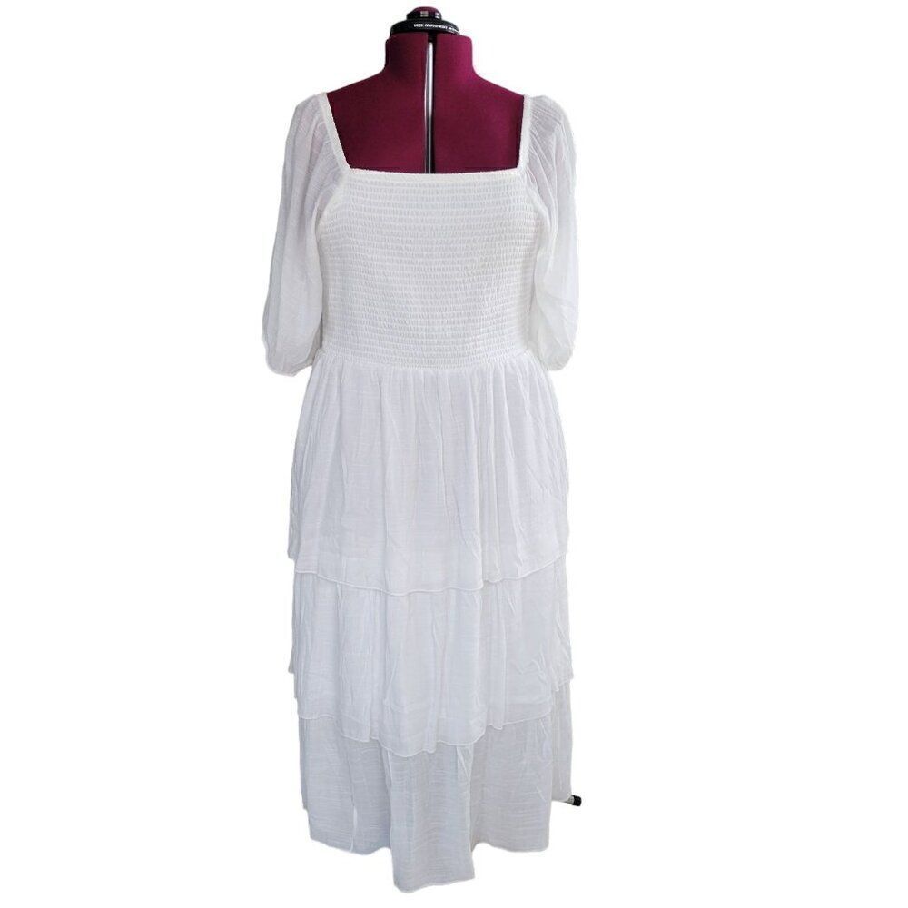 J Gee White Ruffled Peasant's Dress (Size 3X)